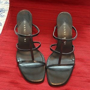 Gianni Bini Leather Sandals with Kitten Heel